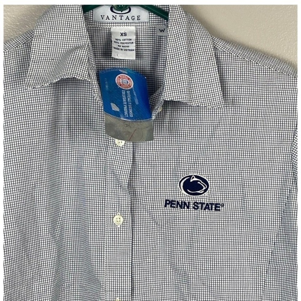 Vantage Penn State Nittany Lions Button Down Shirt Womens XS Blue White NWT